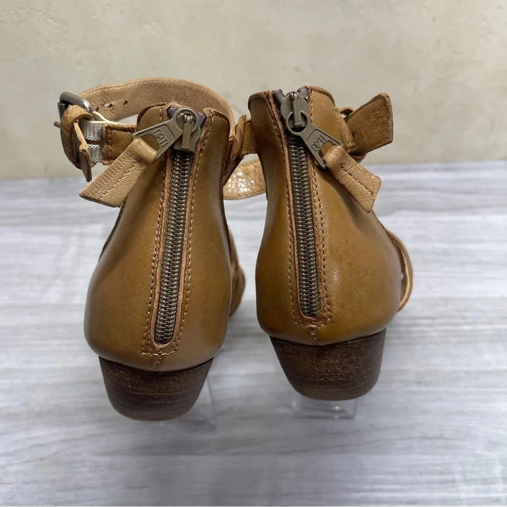 Miz Mooz Cassie Brown Tan Leather Strappy Buckle Sandal Women’s size EU 38